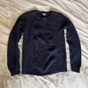 Navy Cotton Cable Knit Sweater